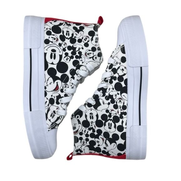 Disney Mickey Mouse High-Top Lace-Up Sneakers Shoes Size 10 - Picture 3 of 7